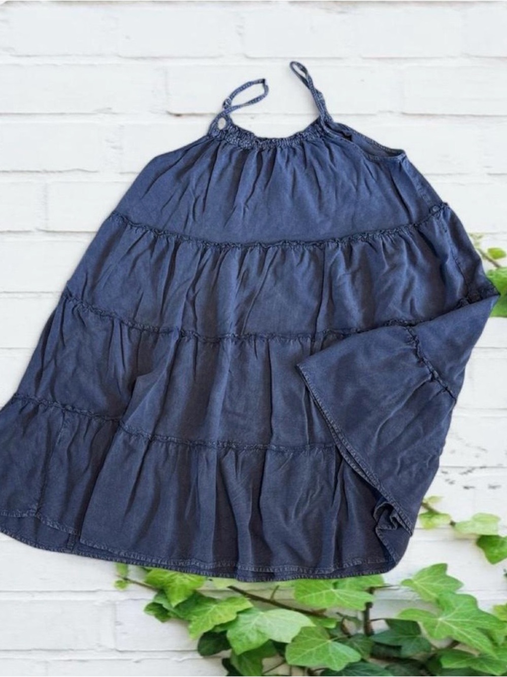 Mlle Gabrielle Navy Blue Tiered Spaghetti Strap Tank